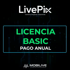 Licencia Basic de LivePix con pago anual en fondo oscuro