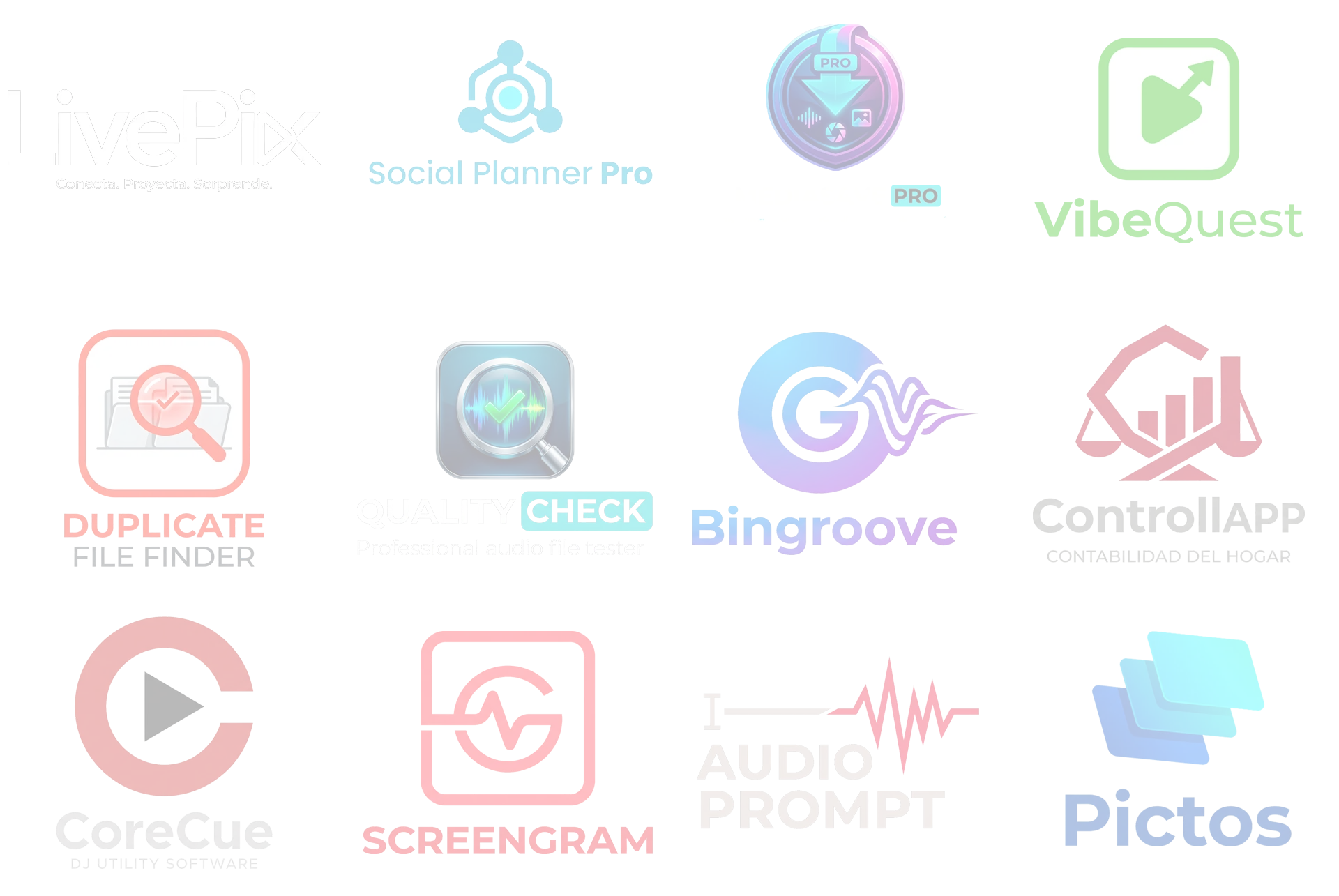 Logotipos de varias aplicaciones y herramientas digitales